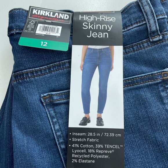 NEW Kirkland Women's 12 Signature High-Rise Skinny Jeans Blue Stretch - Picture 5 of 8